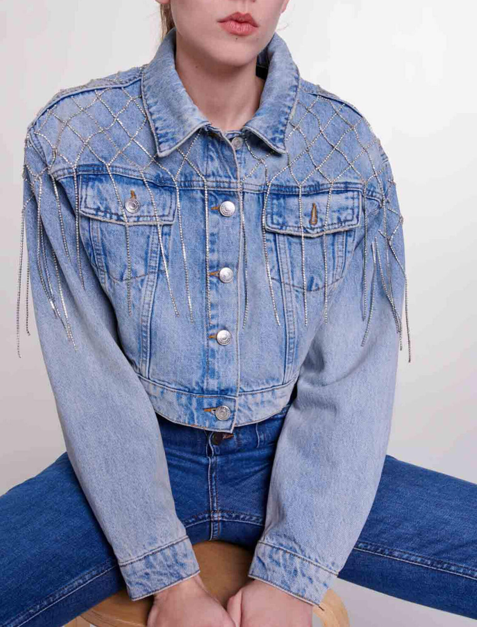 Giacca di jeans glitterata