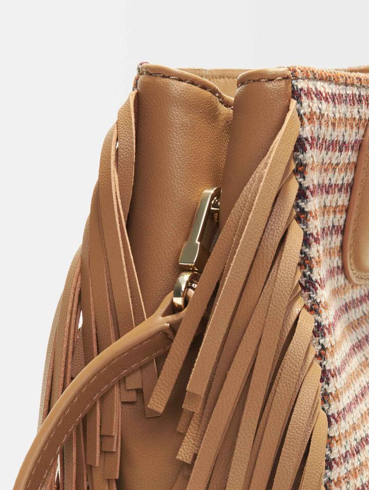 Borsa M in tela con motivi pied-de-poule