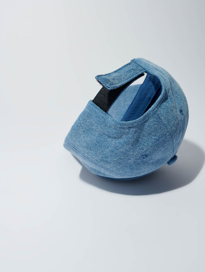 Cappello in denim con logo Clover