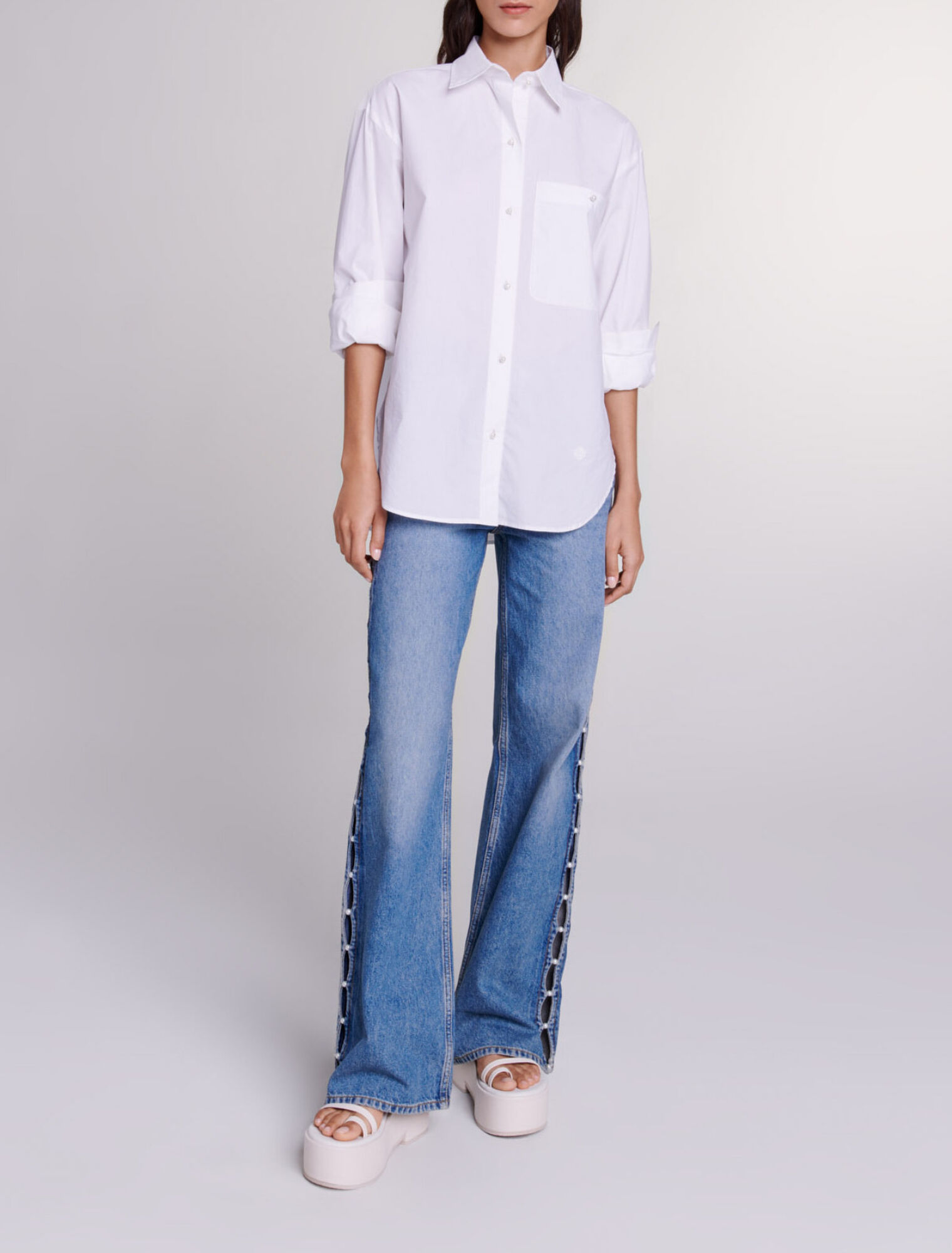 Camicia bianca in popeline di cotone
