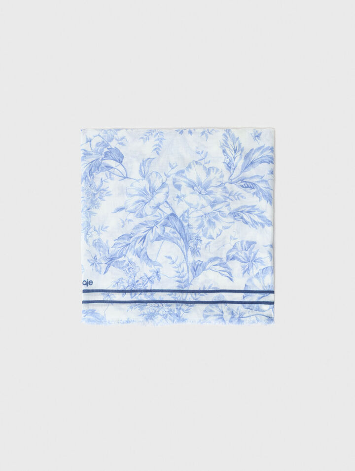 Scialle in misto lana stampa fiori