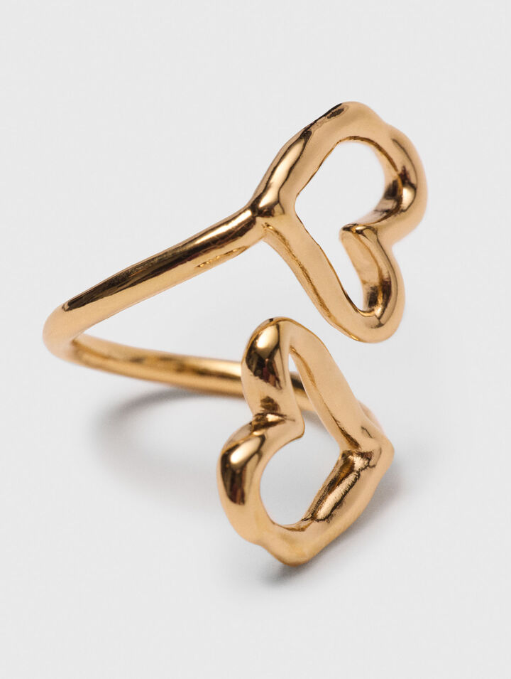 Anello doppio cuore placcato oro