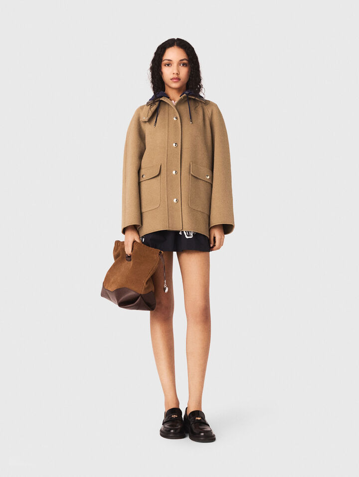 Cappotto lana cappuccio rimovibile