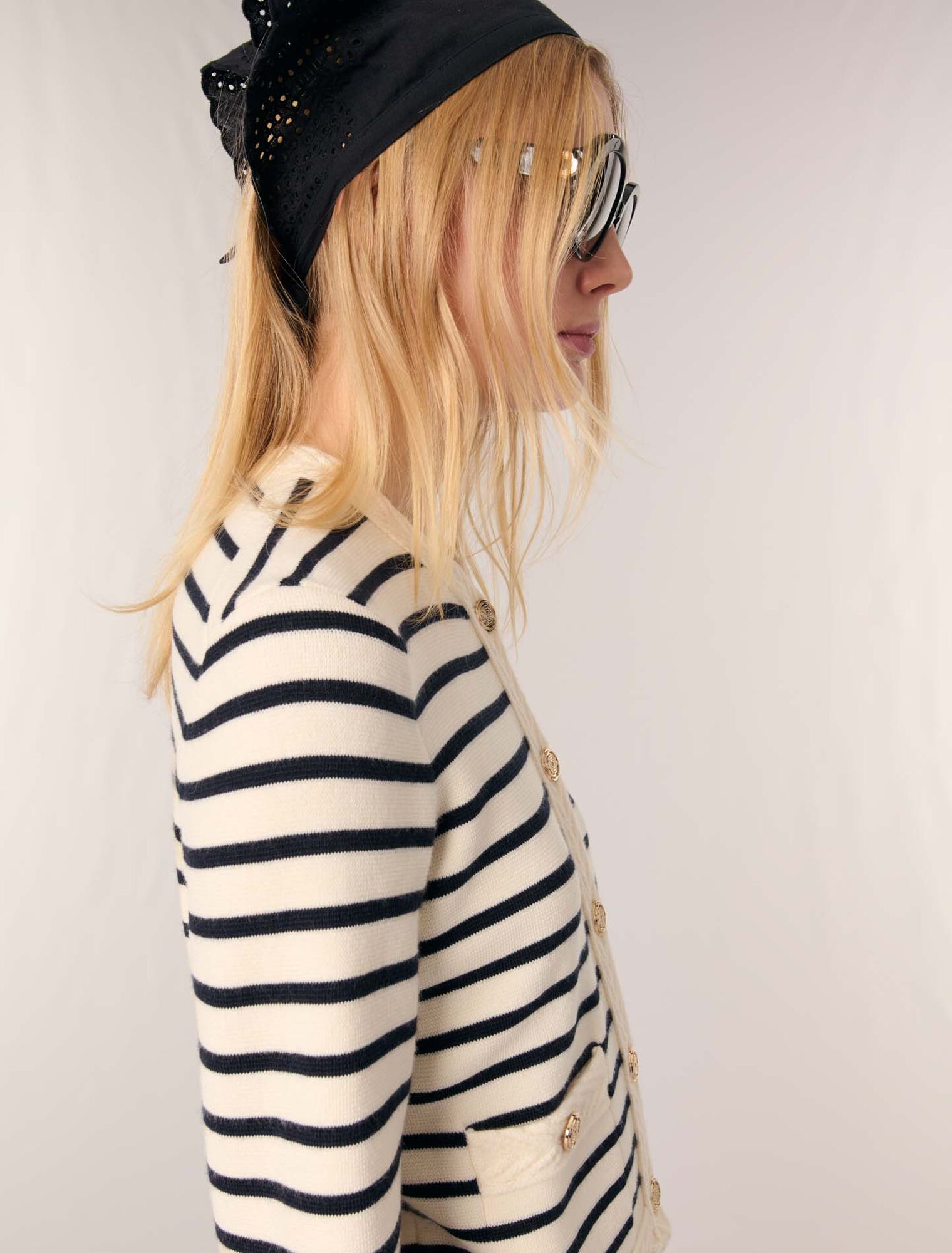 Cardigan in maglia a righe