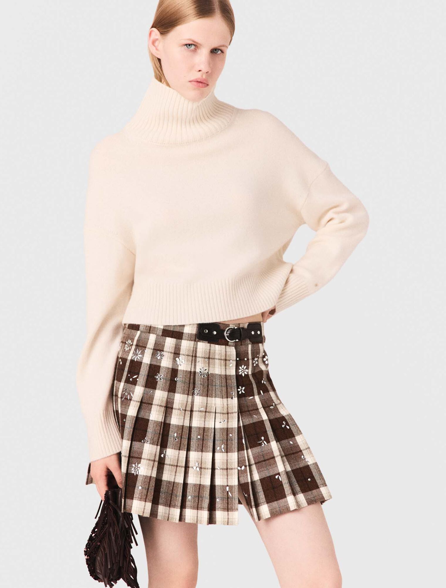 Gonna kilt a quadri con strass