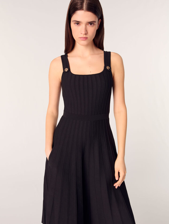 Abito midi in maglia plissettata