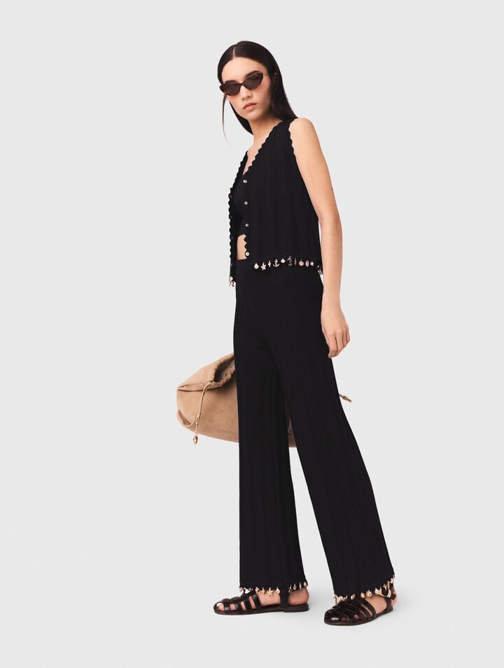 Pantaloni in maglia con gioielli