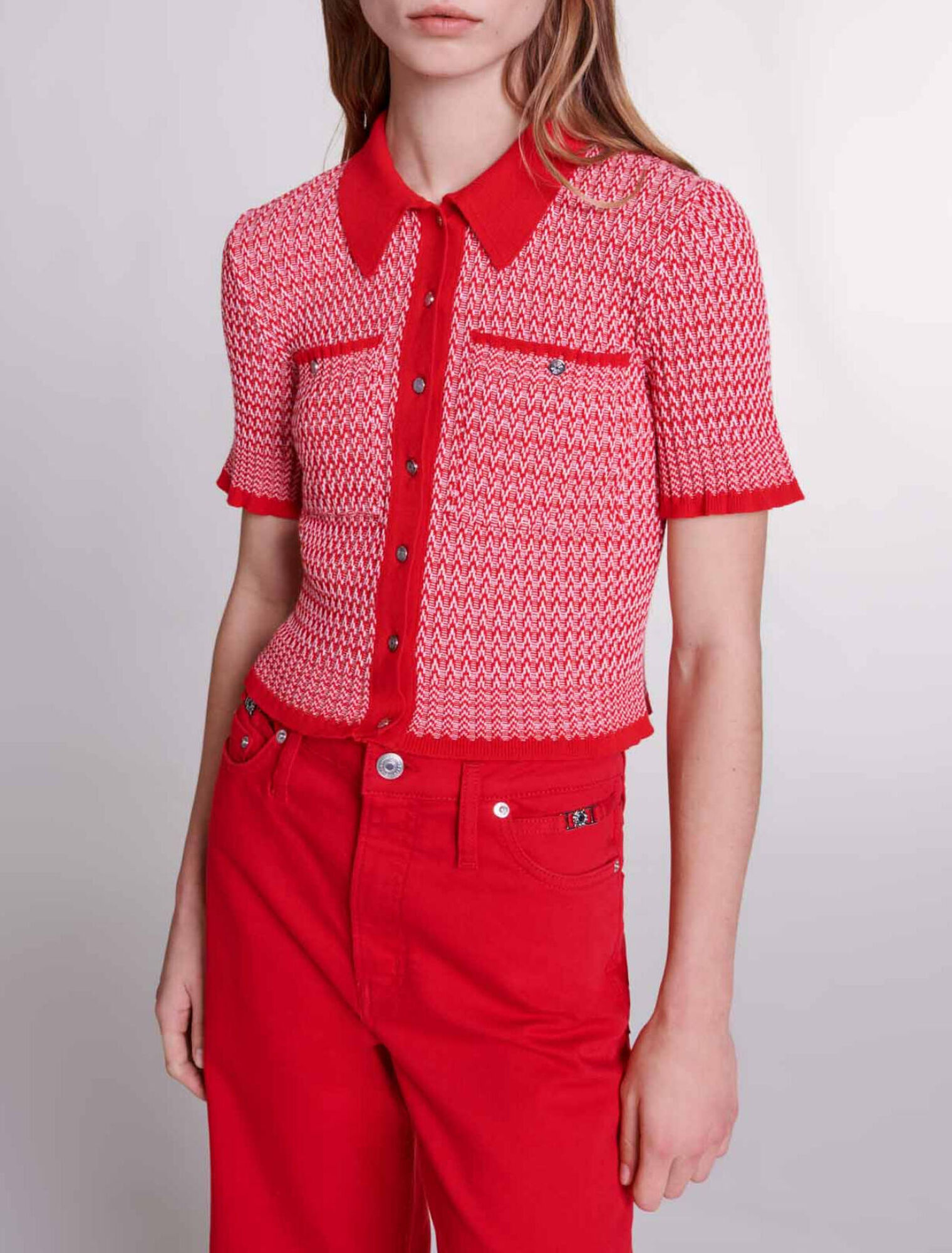 Polo corta con fantasia spigata