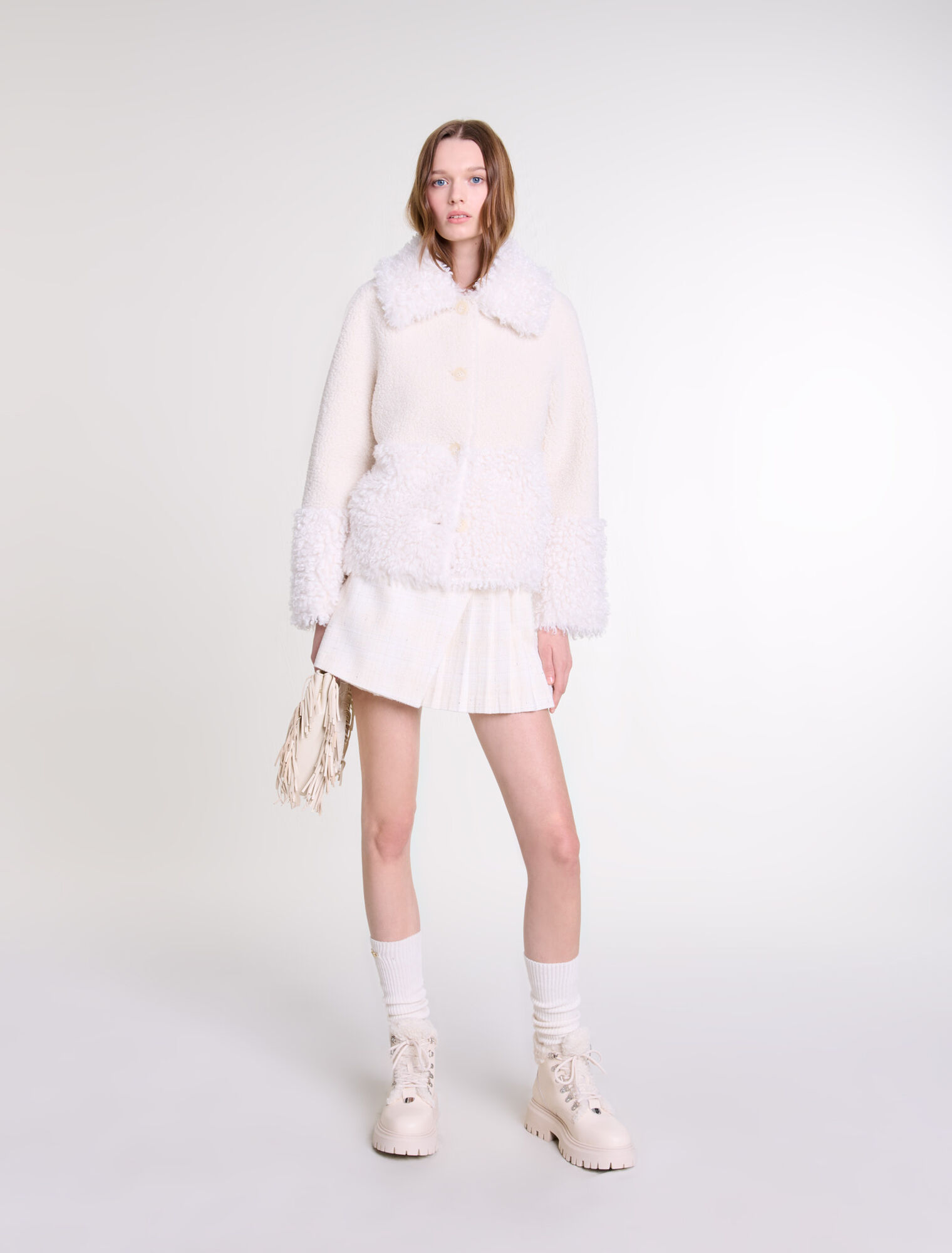 Cappotto corto in ecopelliccia