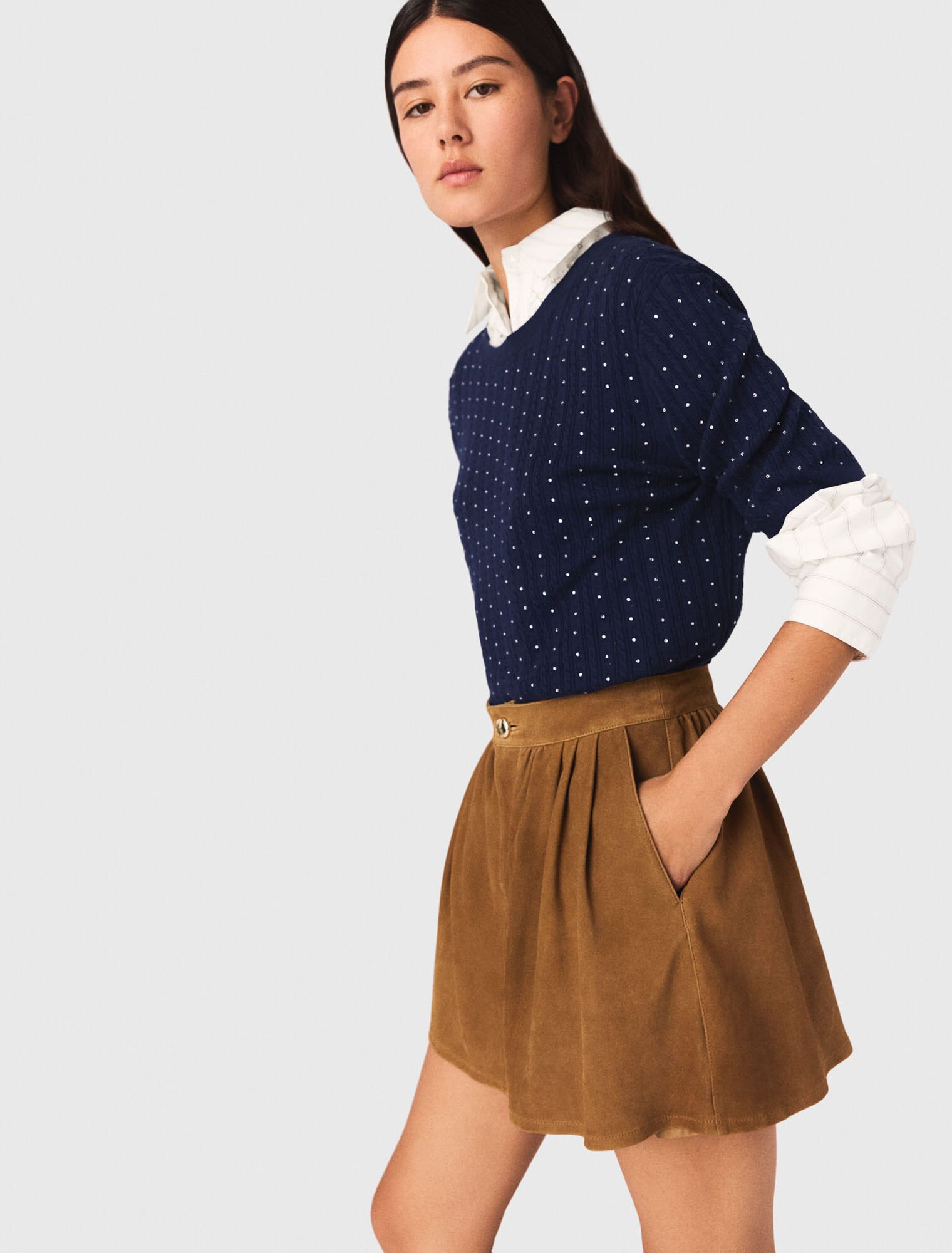 Gonna corta in camoscio