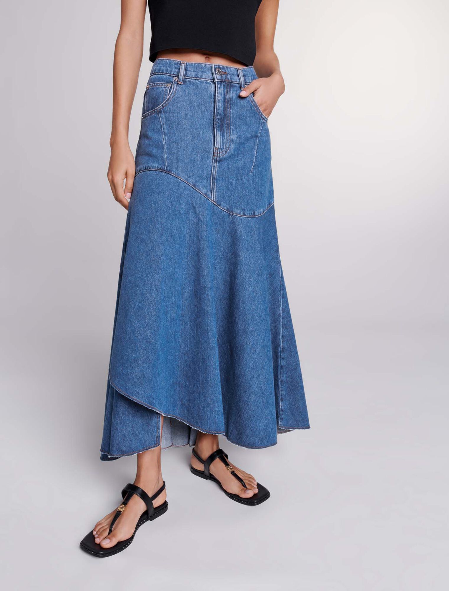 Gonna asimmetrica in denim