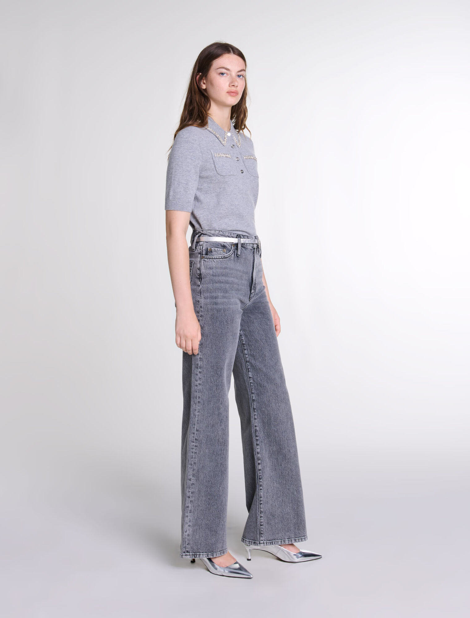 Pullover in maglia a strass