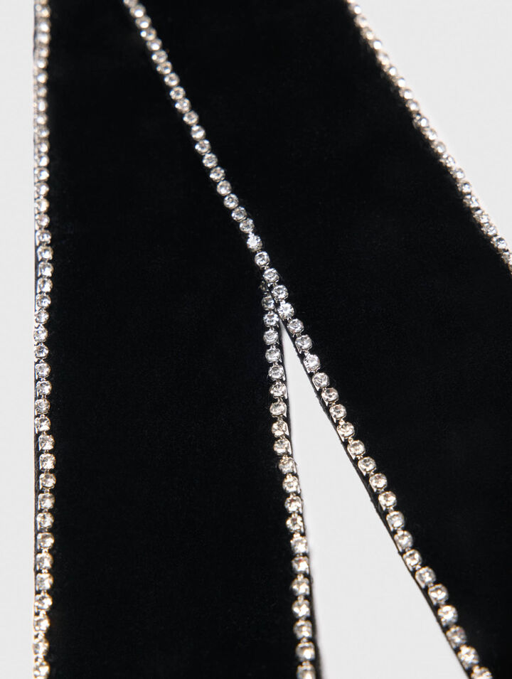 Fermaglio con fiocco in velluto e strass