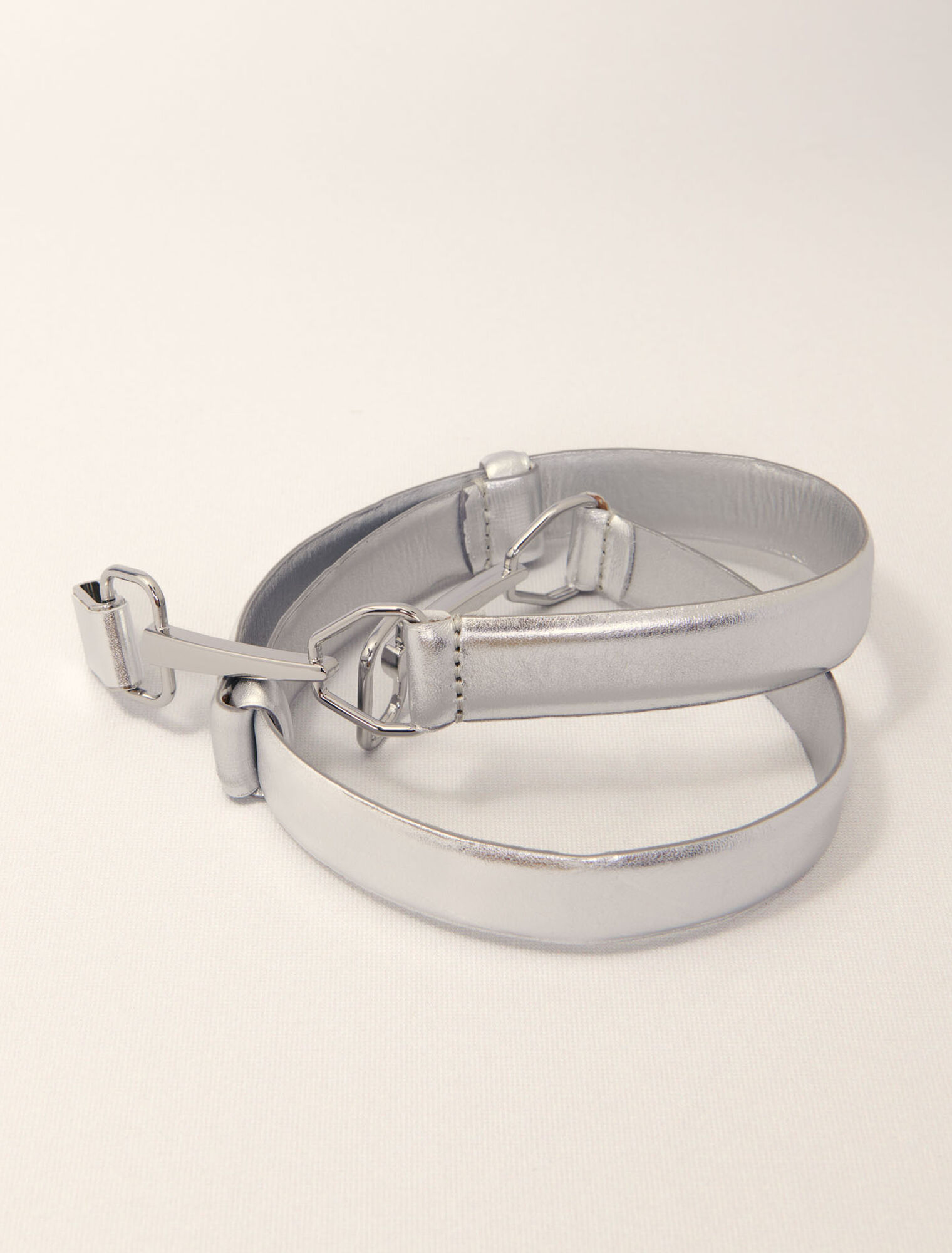 Cintura in pelle metallizzata