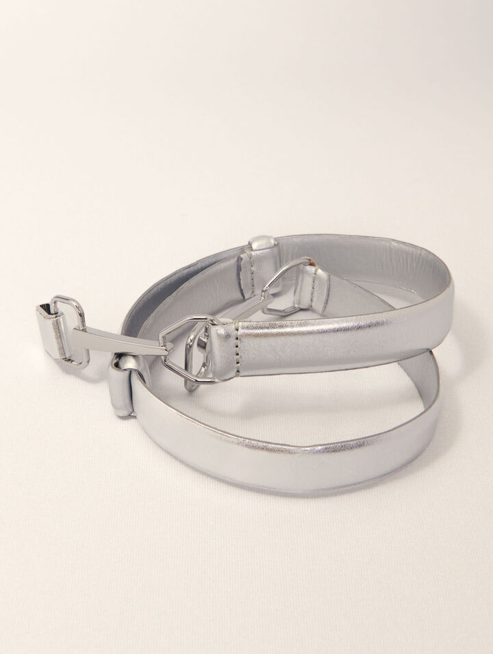 Cintura in pelle metallizzata