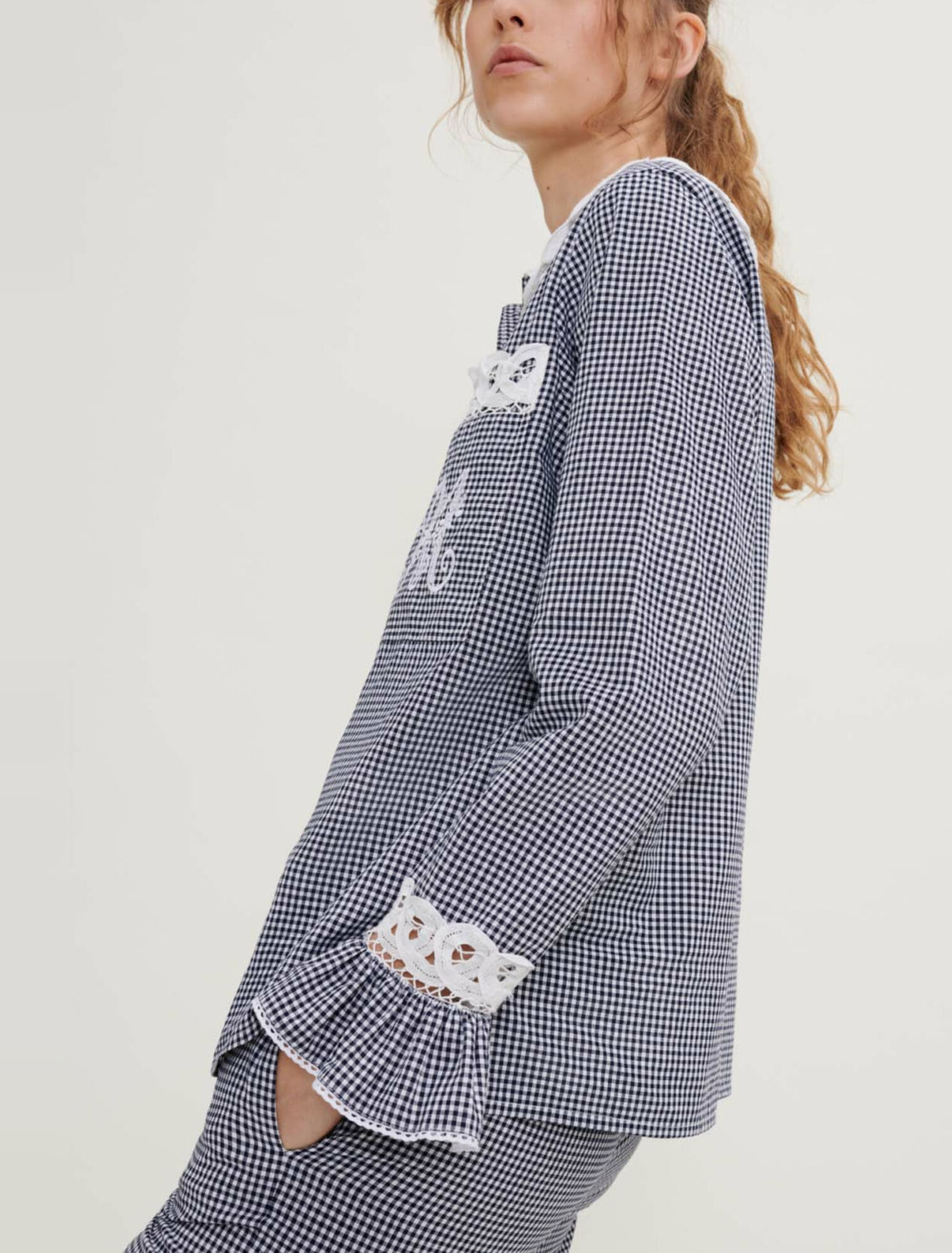 Camicia in pizzo e percalle