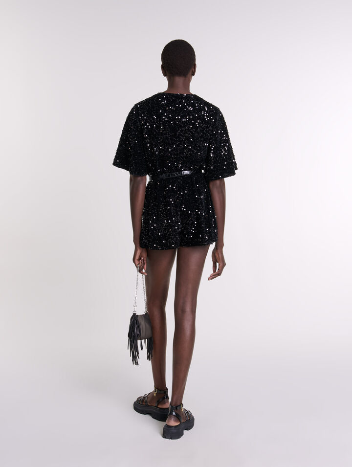 Tutina in velluto e paillettes