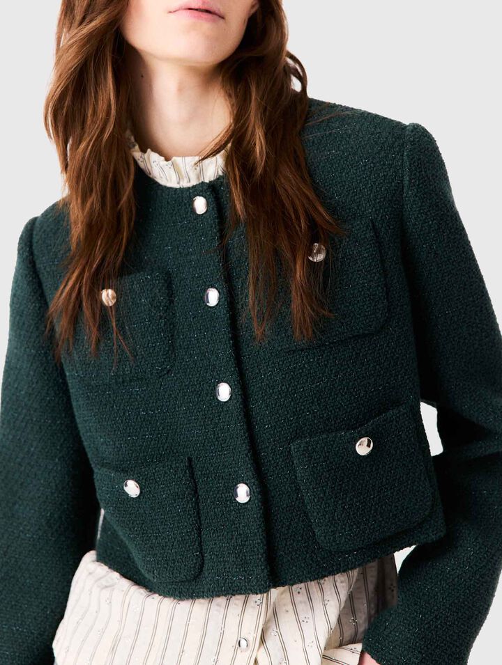 Giacca in tweed con frange
