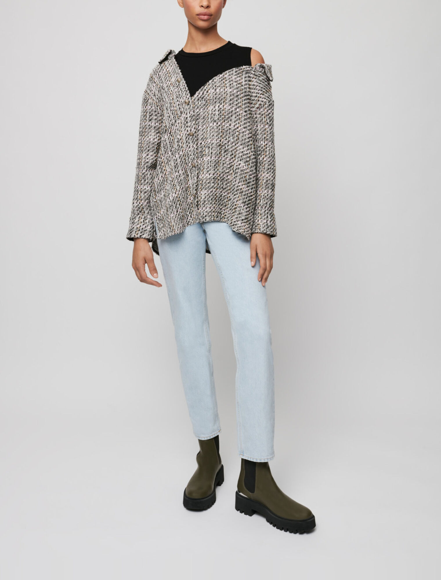 Camicia in tweed trompe-l'oeil