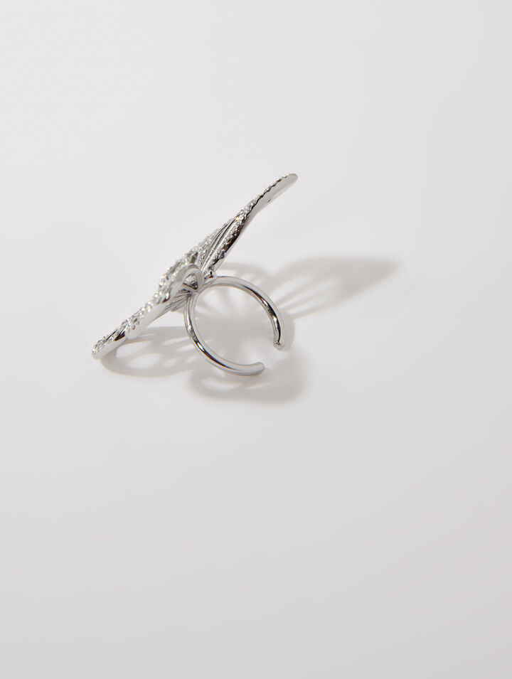 Anello con farfalla glitterata