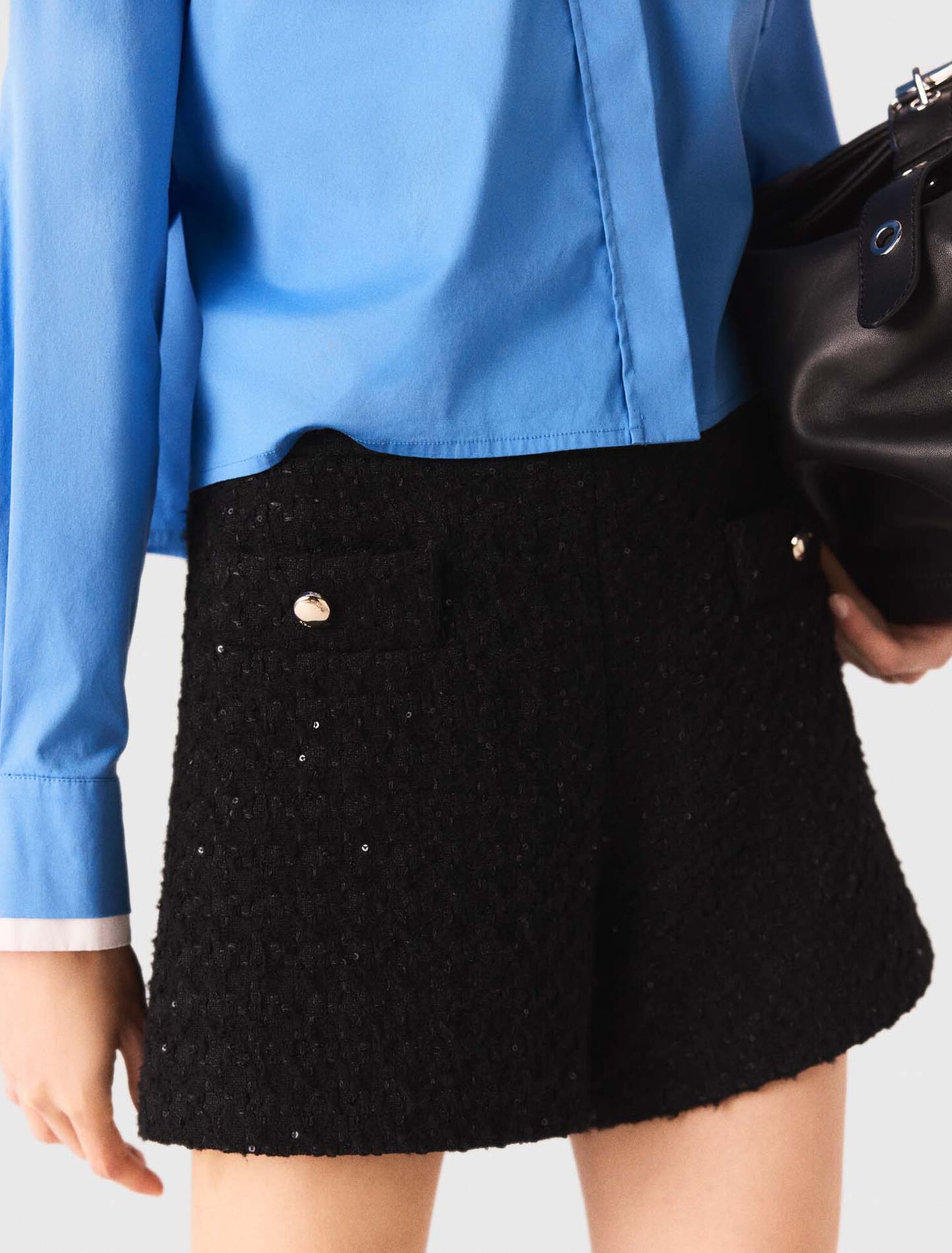 Shorts in tweed con strass