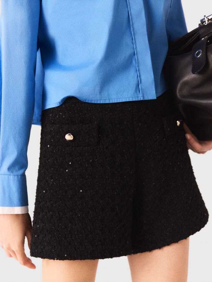 Shorts in tweed con strass