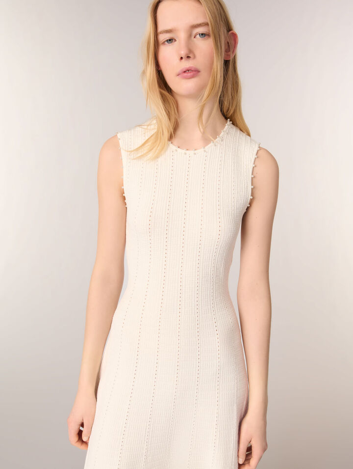 Abito in maglia pointelle con perle