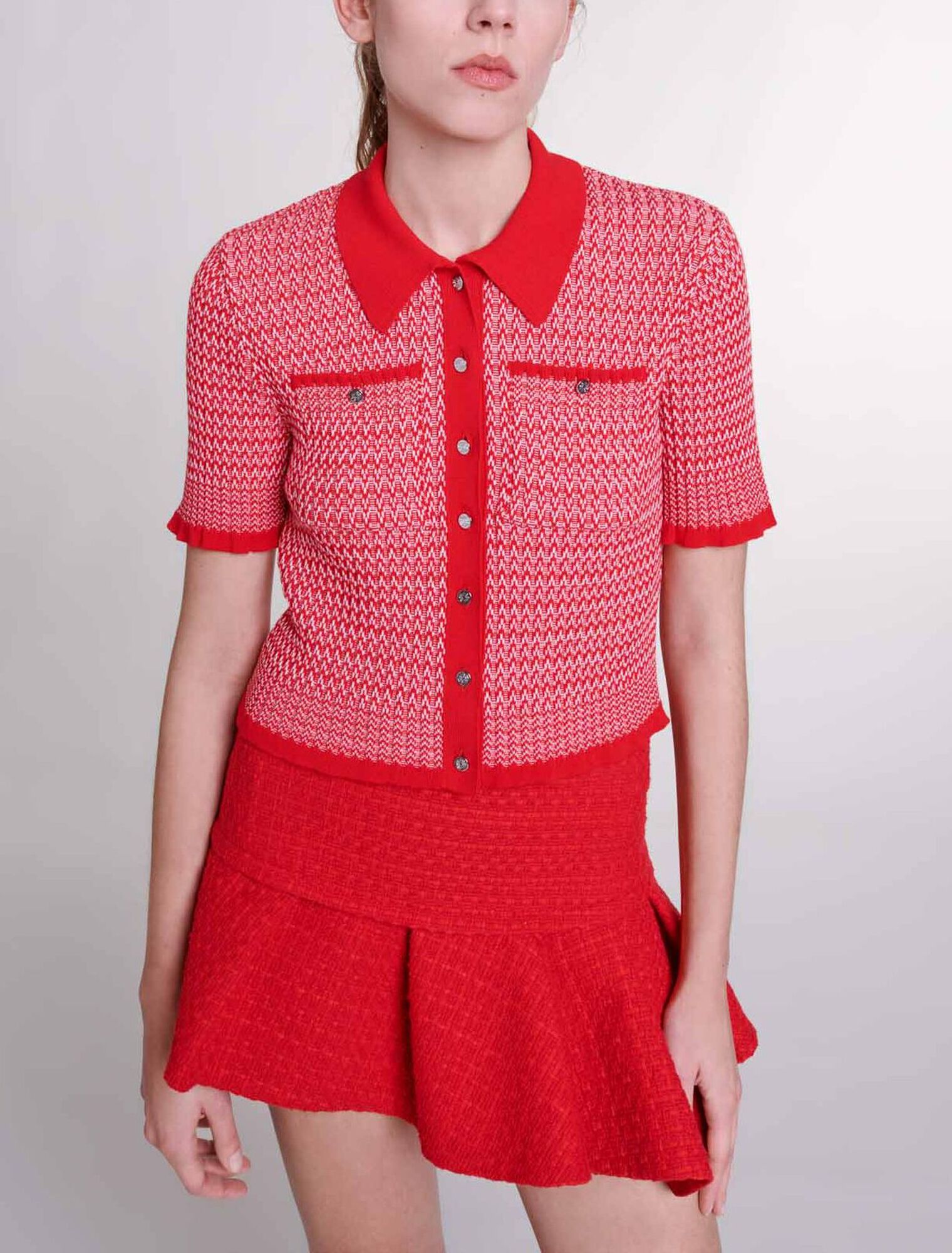 Polo corta con fantasia spigata