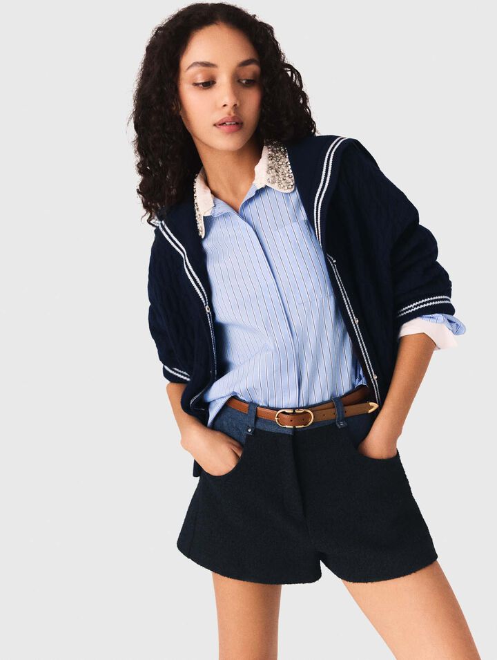 Shorts in tweed e dettagli denim