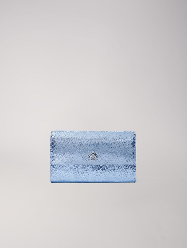 Pochette pelle pitonata in rilievo