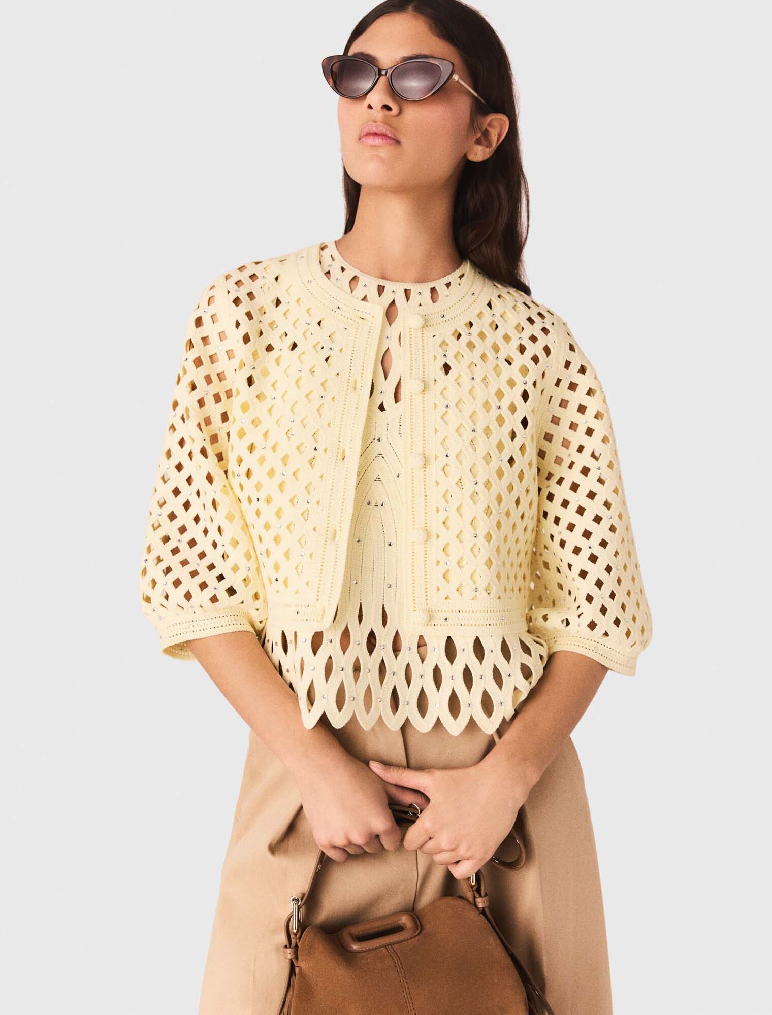 Cardigan crochet glitterato