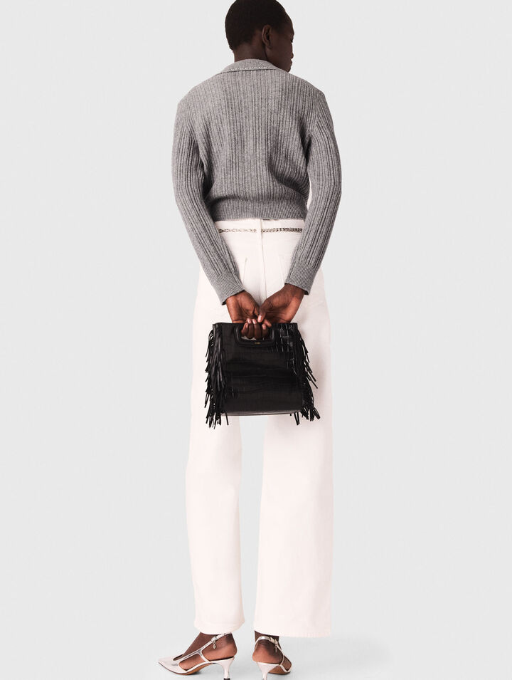 Cardigan con colletto glitterato