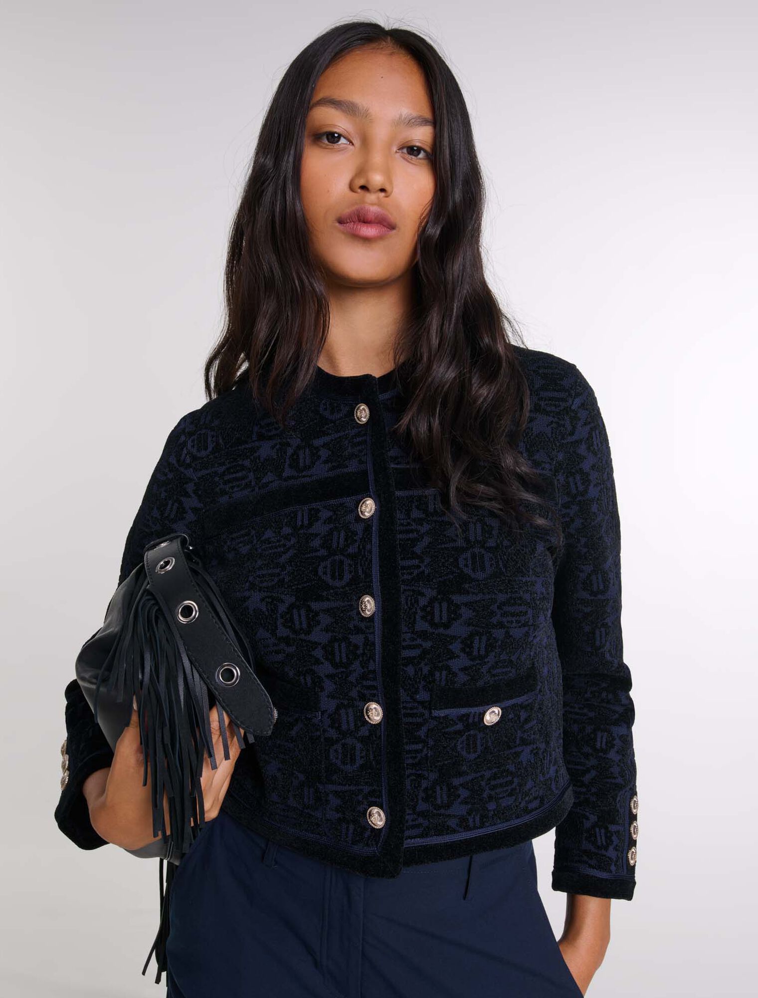 Cardigan in maglia vellutata
