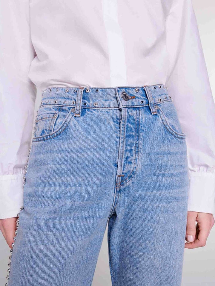 Jeans larghi borchiati