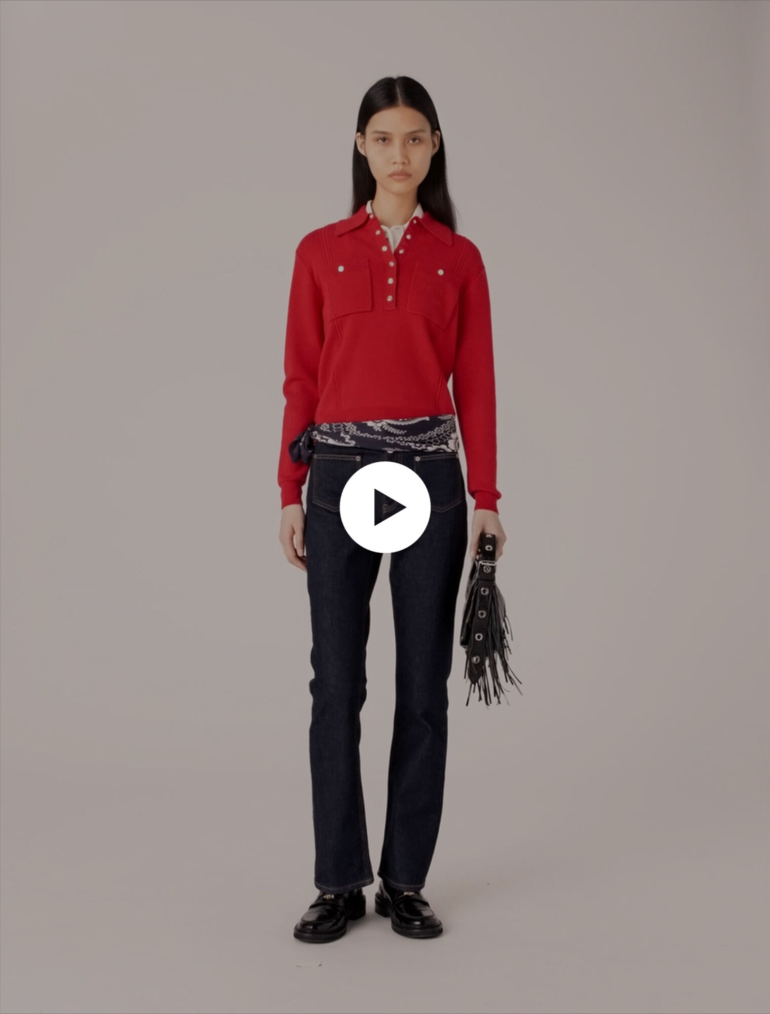 Maglione con colletto polo ricamato