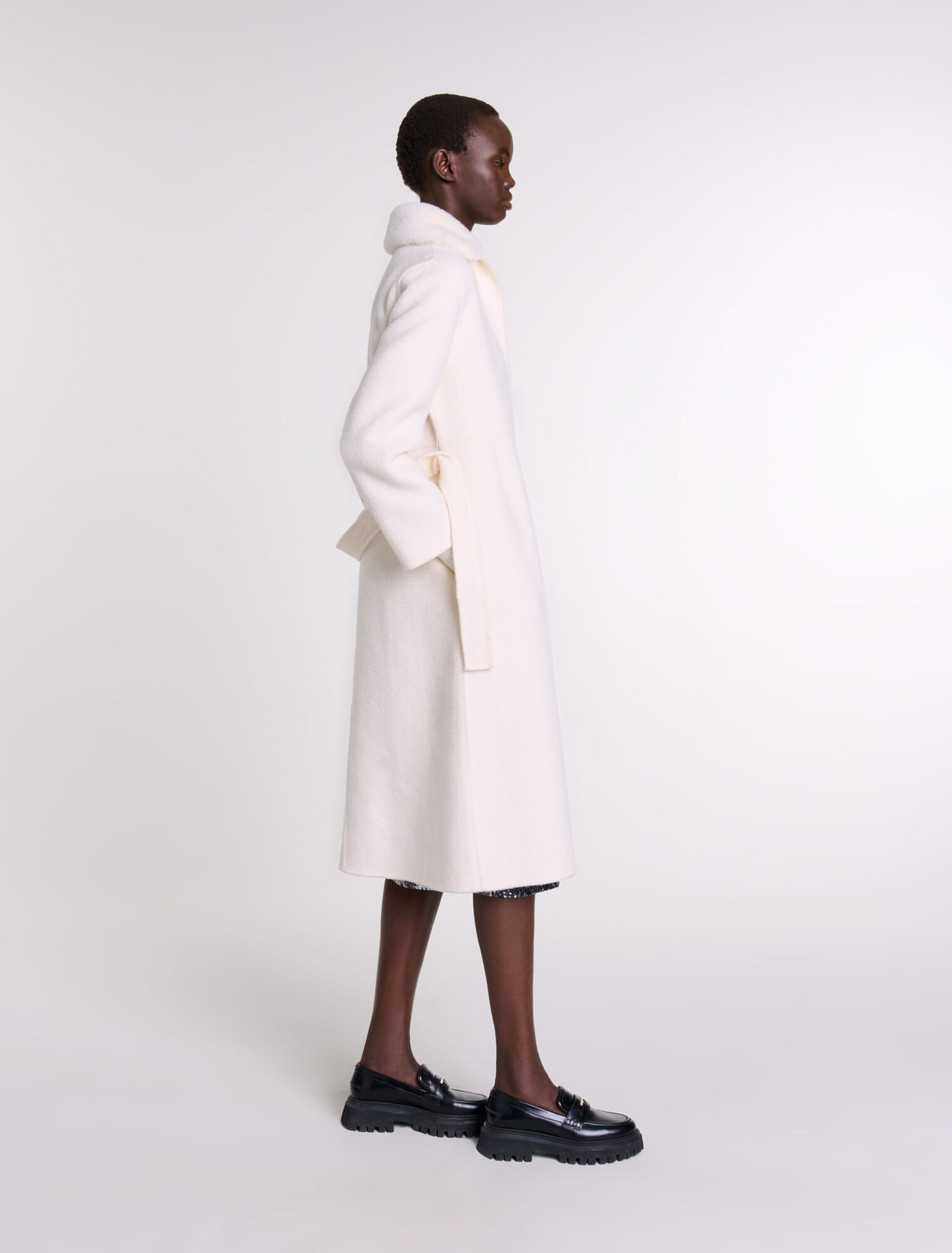 Cappotto in lana collo rimovibile