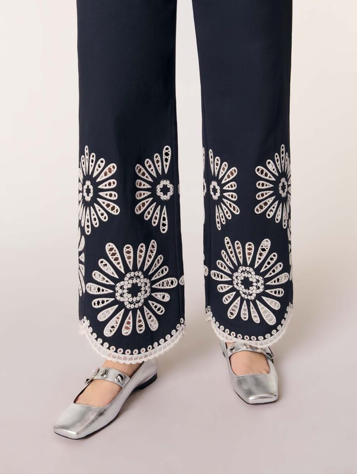 Pantaloni con dettagli in crochet