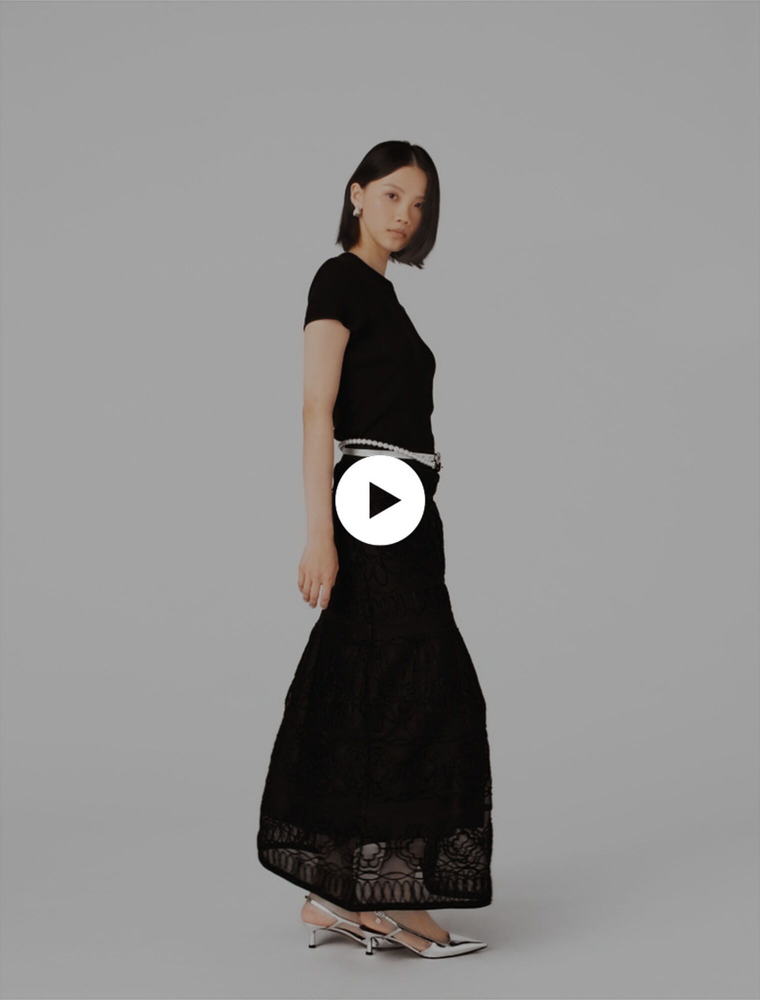 Gonna in maglia basket ricamata