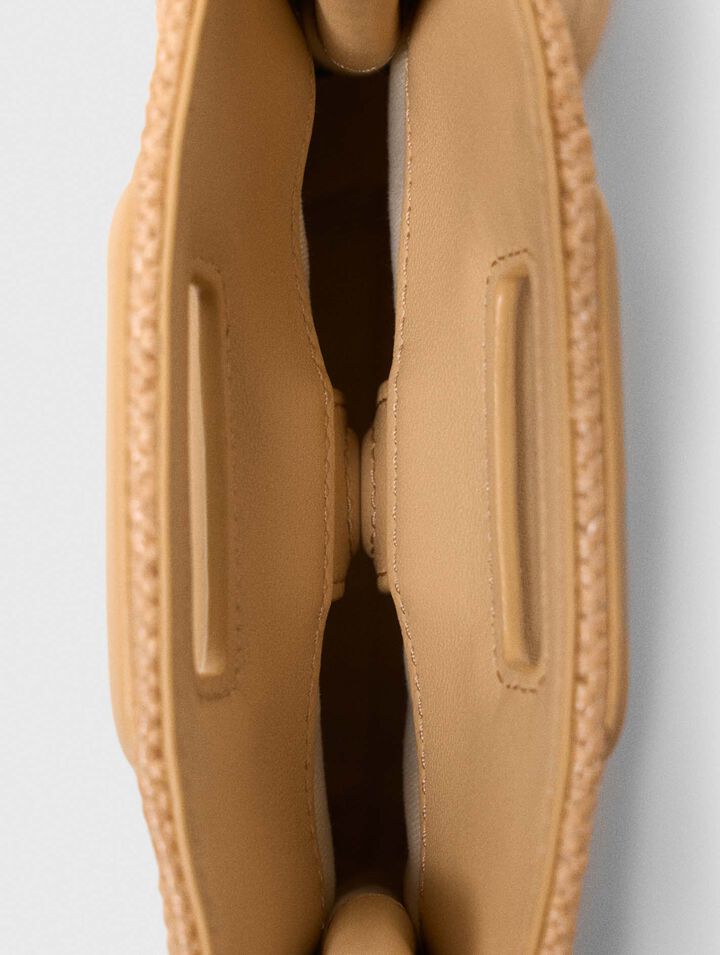 Borsa M Mini tessuto effetto rafia