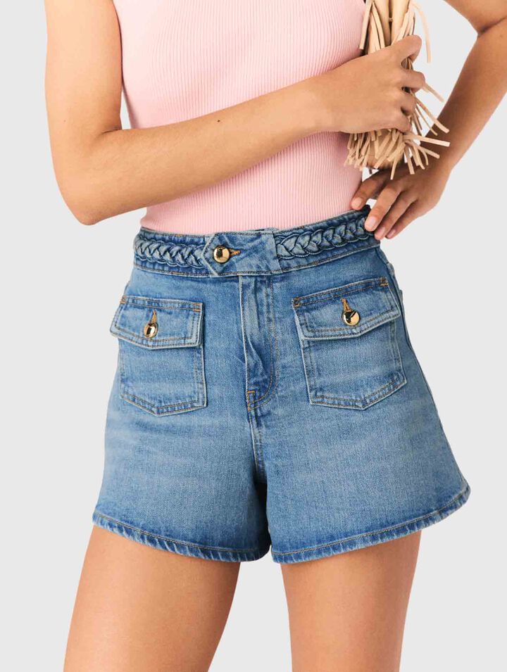 Shorts in denim intrecciato