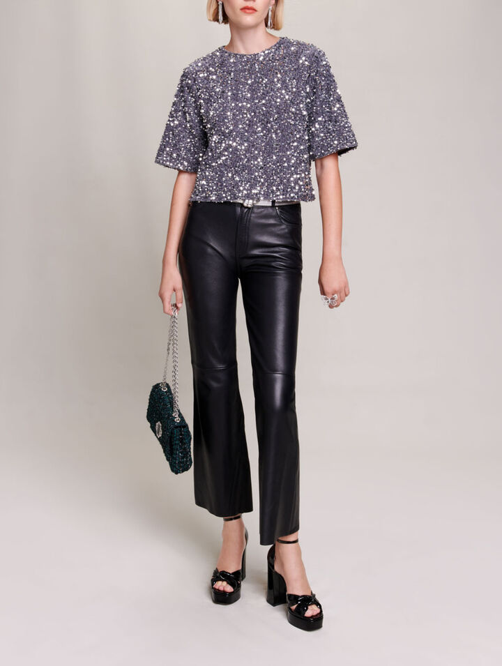 Top in velluto con paillettes