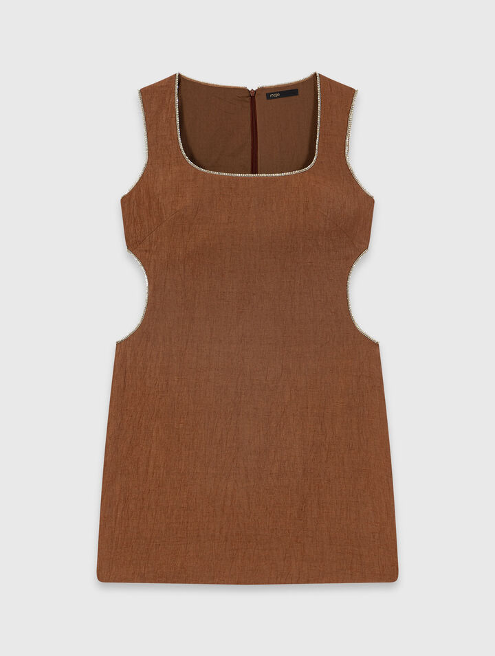 Abito corto in lino misto