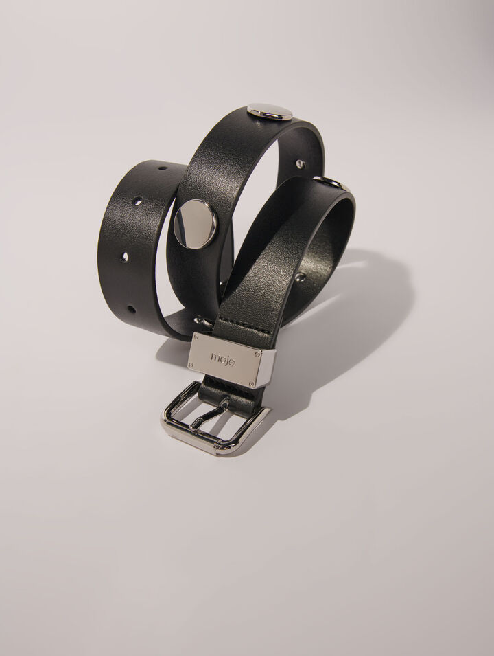 Cintura in pelle con borchie