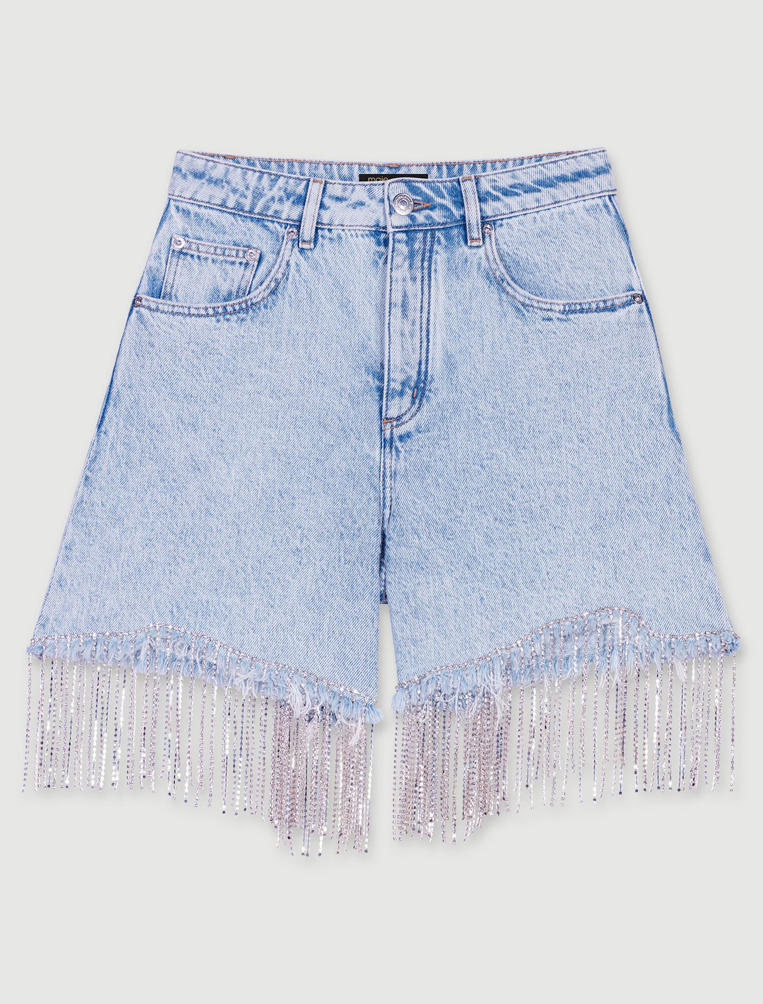 Shorts in denim con strass
