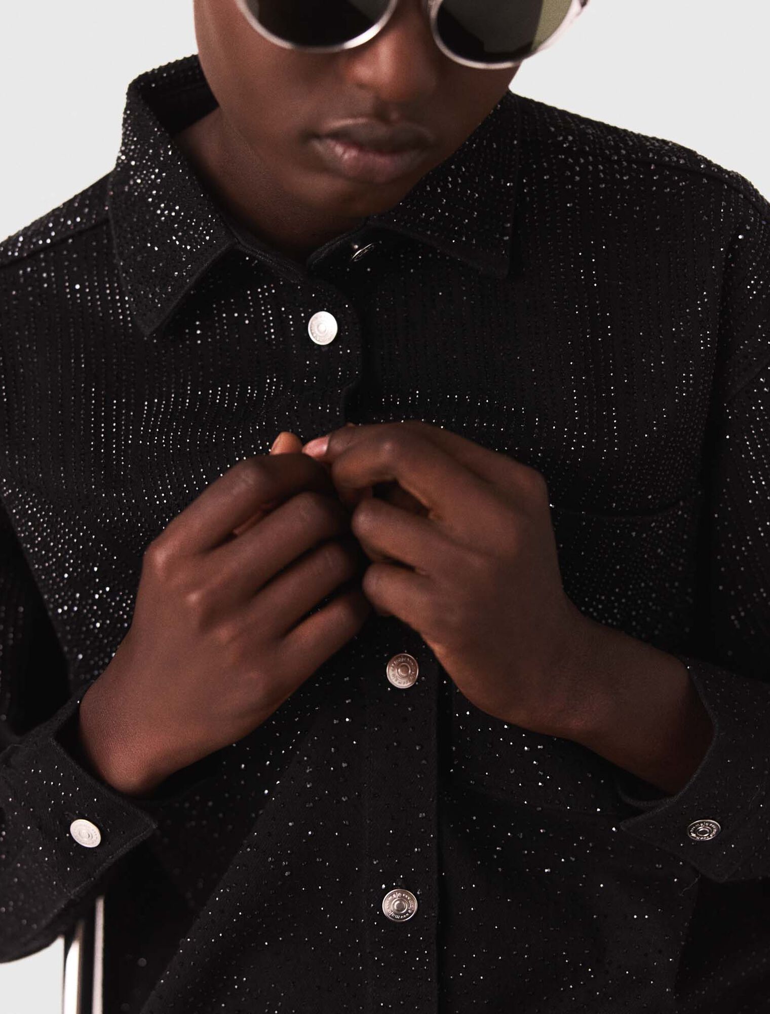 Camicia in denim con strass