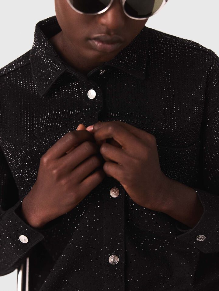 Camicia in denim con strass