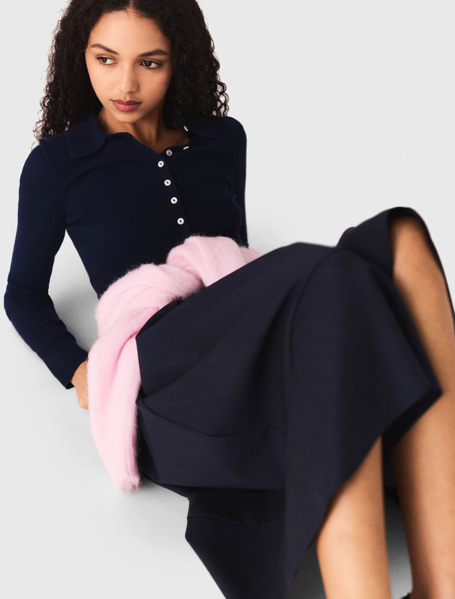 Pullover a coste collo polo