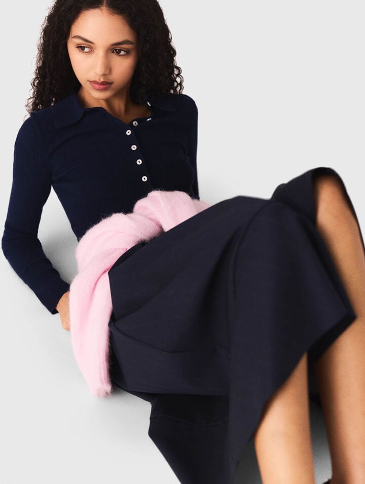 Pullover a coste collo polo