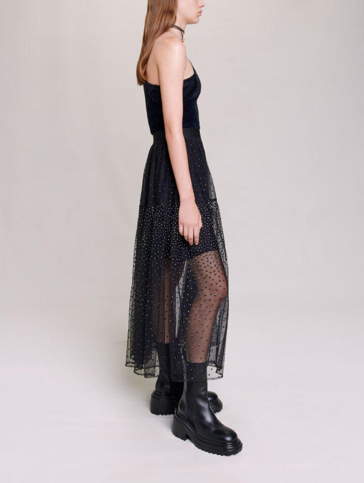 Gonna lunga in tulle a pois glitter