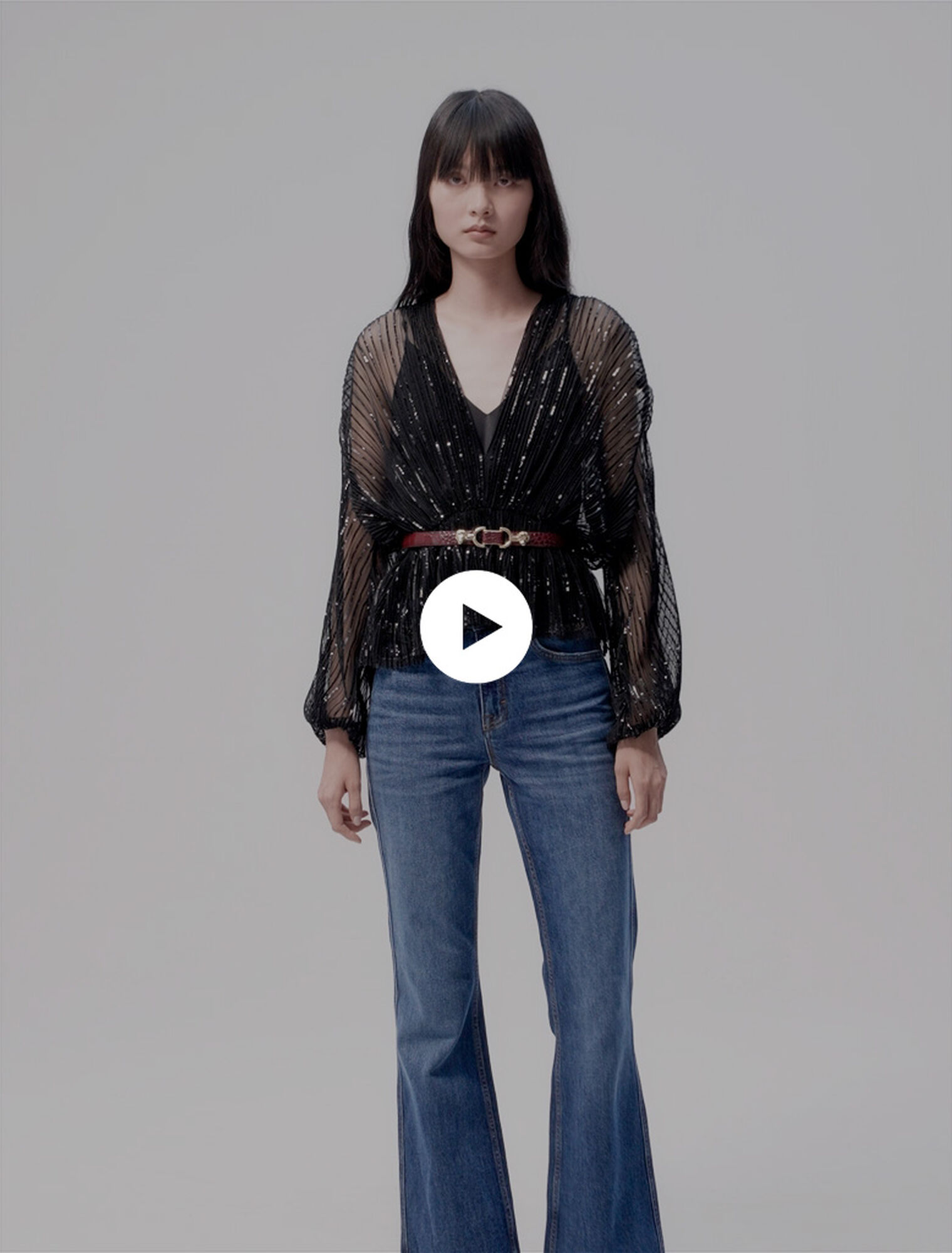 Top in paillettes con cintura